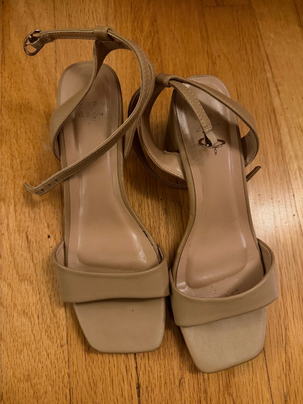 A New Day Nude Beige Strappy Block Heel Sandals